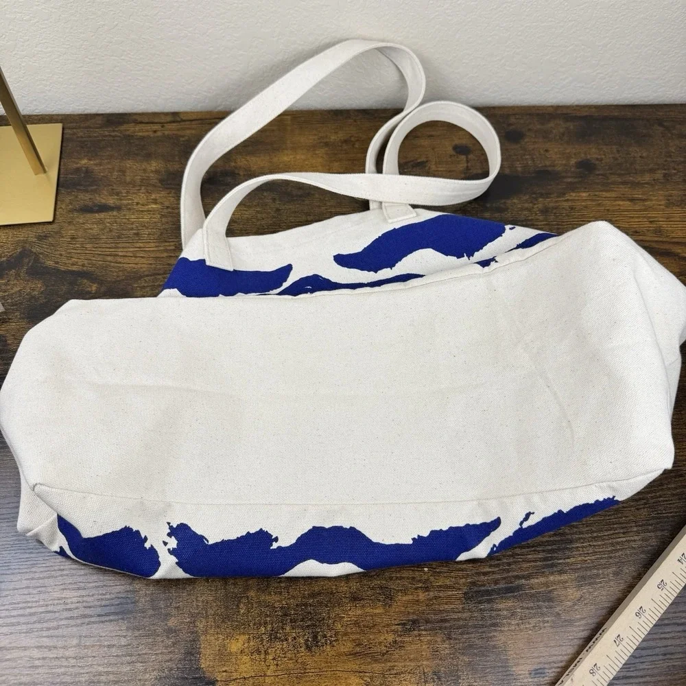 Clarins Canvas Tote Bag Blue Zebra Print Eco‎ Recycled Materials NWT Shopper